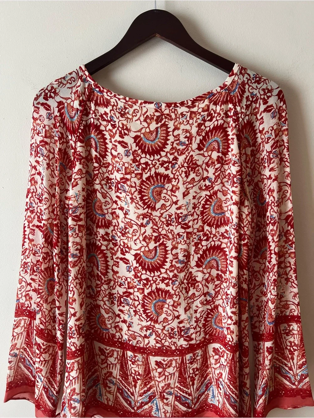 TORY BURCH ‘danica' Silk Top In Madura Acai Red Size 6 Tassel Detail